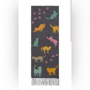 Jimmy Hourihan Scarf with Playful Cat Motif New